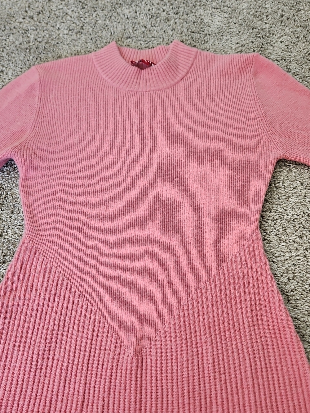 Staud  Pink Ribbed Long-Sleeve Midi Dress S - Picture 5 of 12